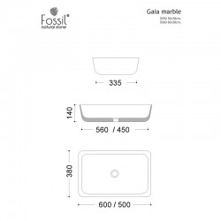Μαρμάρινος Νιπτήρας Επιτραπέζιος 60Χ38cm FOSSIL Gaia Marble DS60-423 Tundra Grey